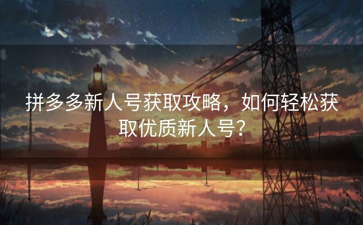 拼多多新人号获取攻略，如何轻松获取优质新人号？